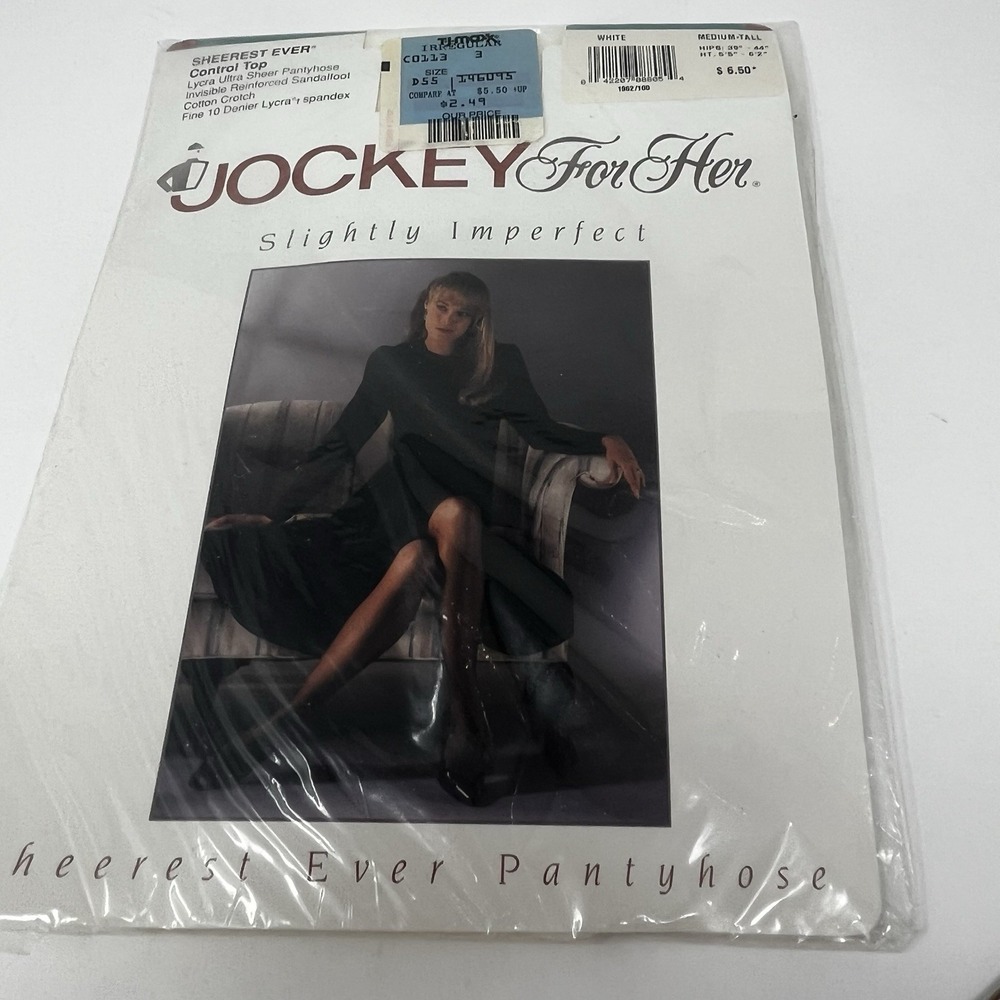 Jockey For Her Women's Sheerest Ever Pantyhose Slightly Imperfect White Med Tall